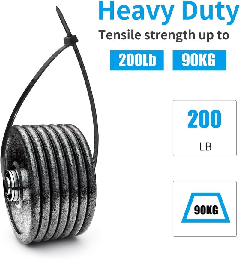 XINGO 12 Inch Black Large Zip Ties Heavy Duty 500 Pack, 200 LBS Ultra Strong Plastic Wire Ties, Large Cable Ties Extra Long Tie Wraps, Indoor and Outdoor UV Resistant - Image 5